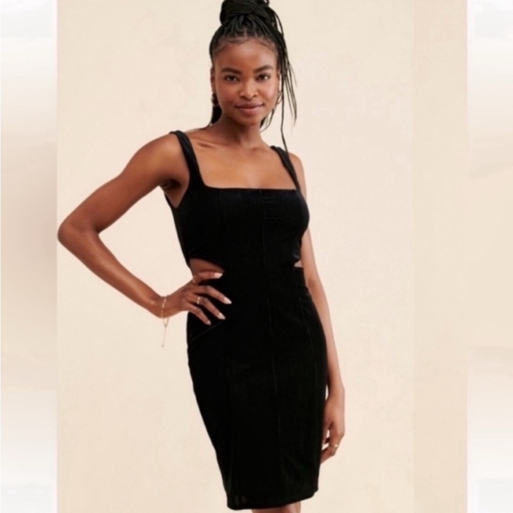 AFRM Black Velvet Paradiso Cutout Mini Dress NWT Small